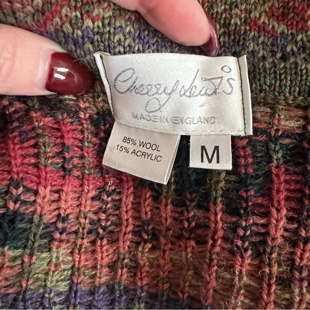 Cherry Lewis Wool Elegant Floral Knit Cardigan Multicolor Womens Medium - Picture 4 of 4